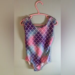 Glittery Mermaid theme Gymnastics Body Suit, Girl size 5, Kid Sports Body Suit